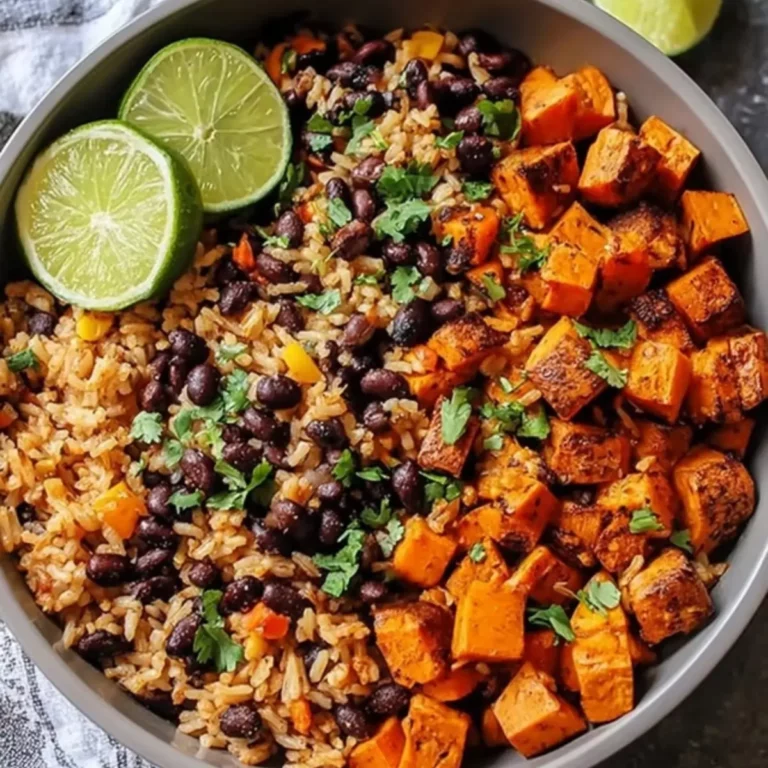 Southwest Sweet Potato, Black Bean and Rice Skillet