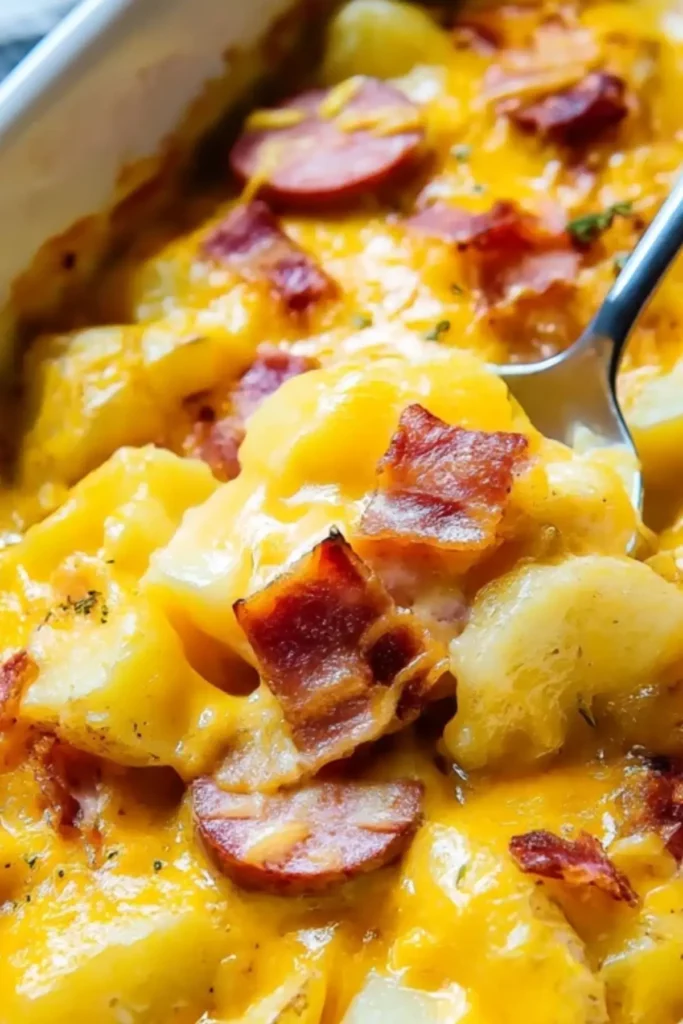 Cheesy Potatoes with Smoked Sausage