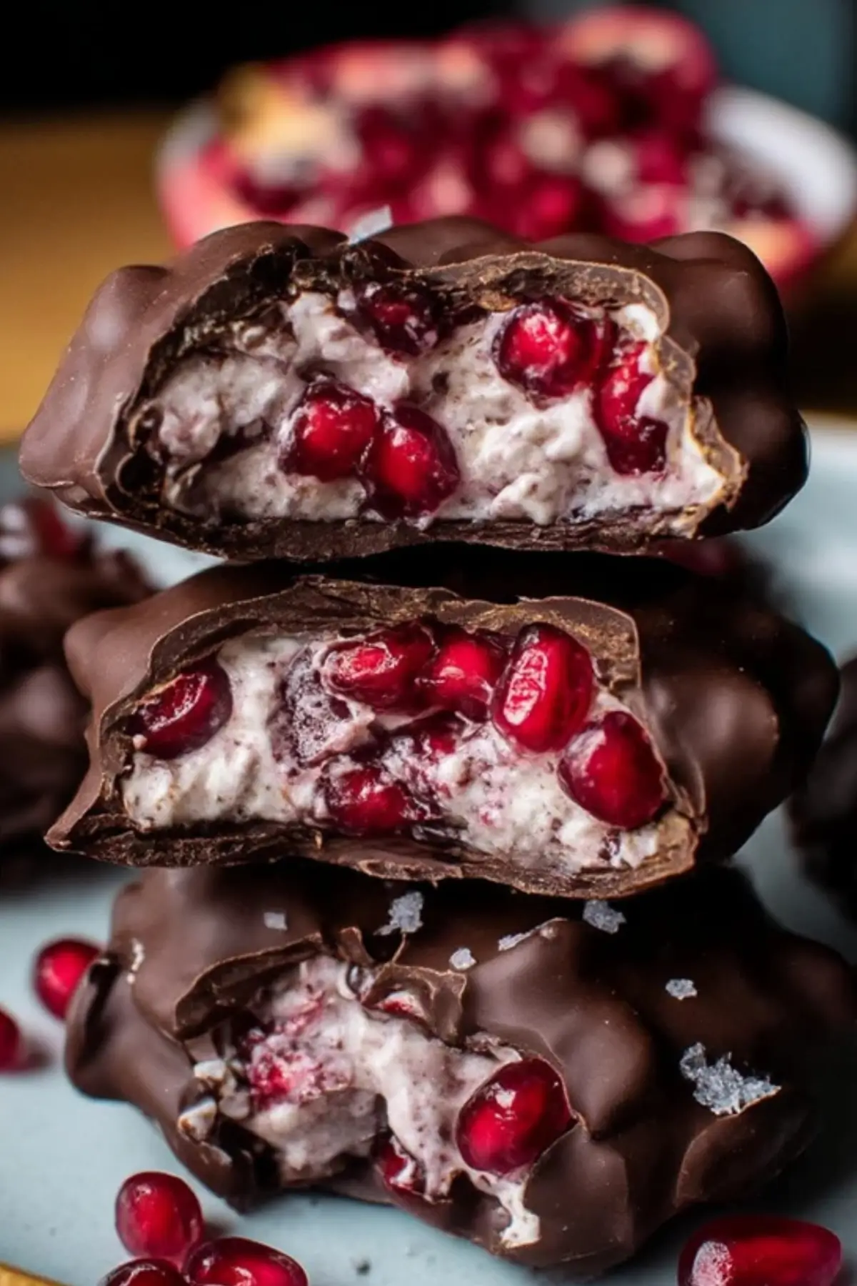 Chocolate Covered Pomegranate Yogurt Clusters