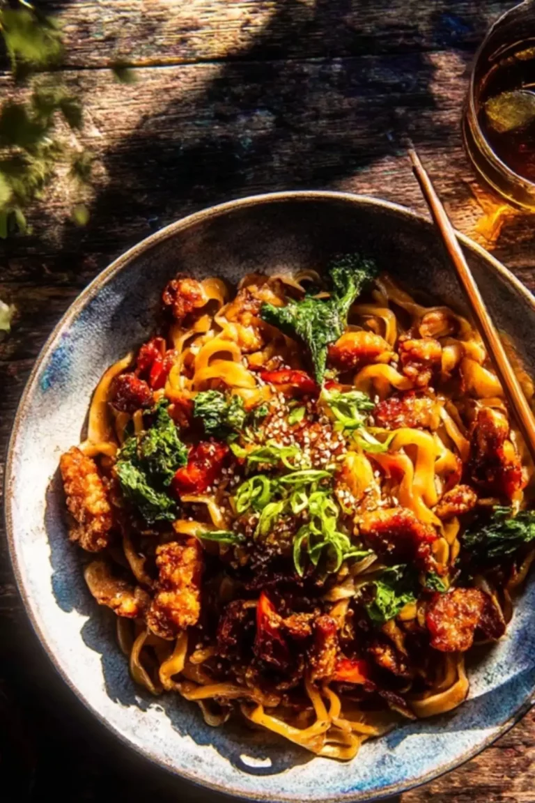Crispy Garlic Chicken Noodles