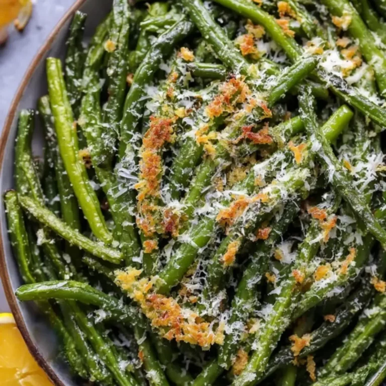 Crispy Garlic Parmesan Roasted Green Beans