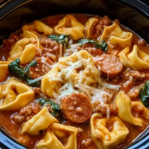 Crockpot Cheese Tortellini and Sausage