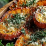 Garlic Parmesan Sweet Potato Wedges