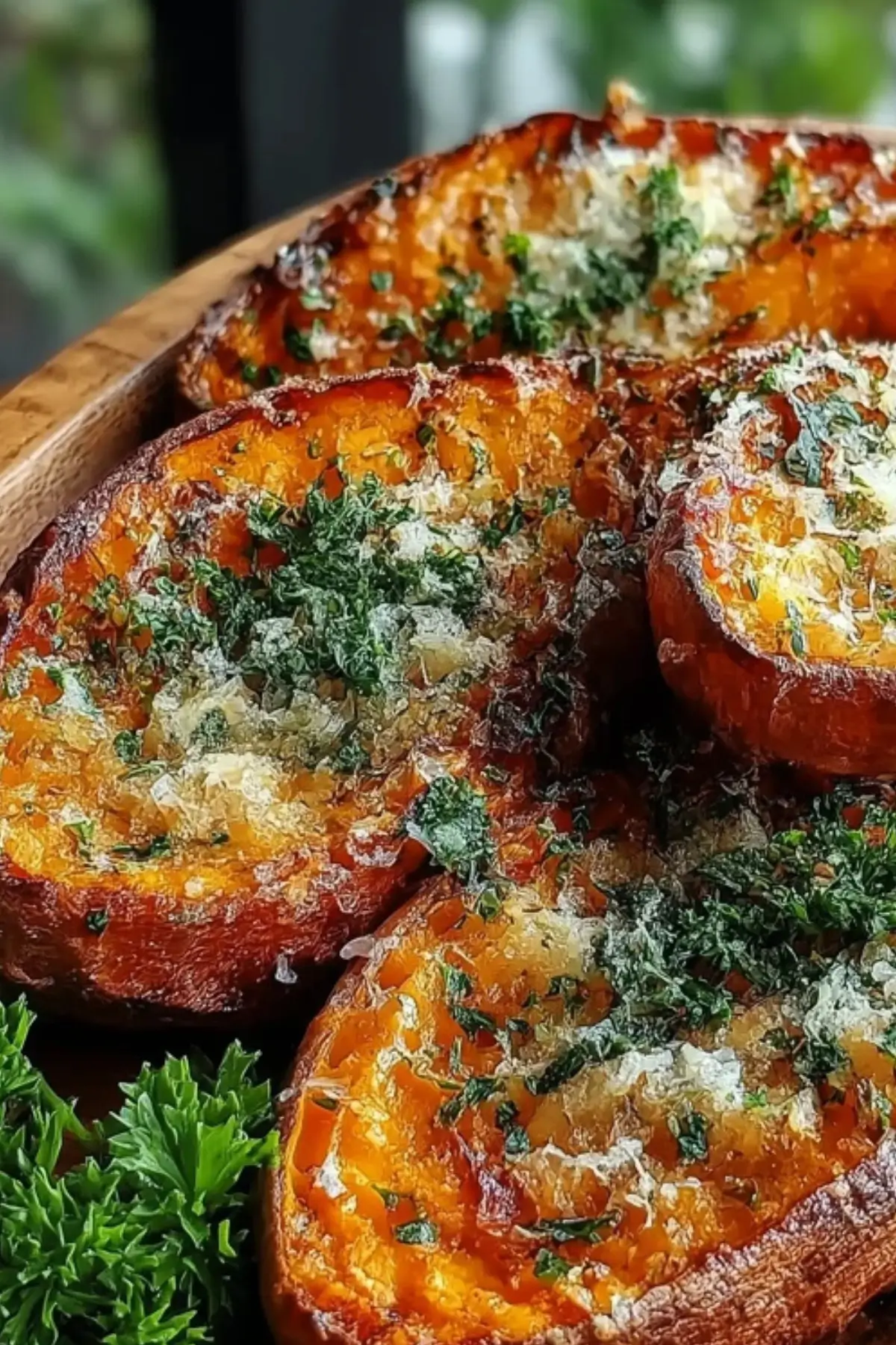 Garlic Parmesan Sweet Potato Wedges