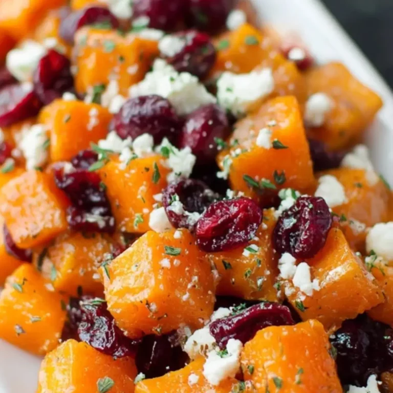 Honey Roasted Butternut Squash with Cranberries and Feta
