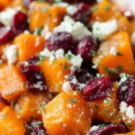 Honey Roasted Butternut Squash with Cranberries and Feta