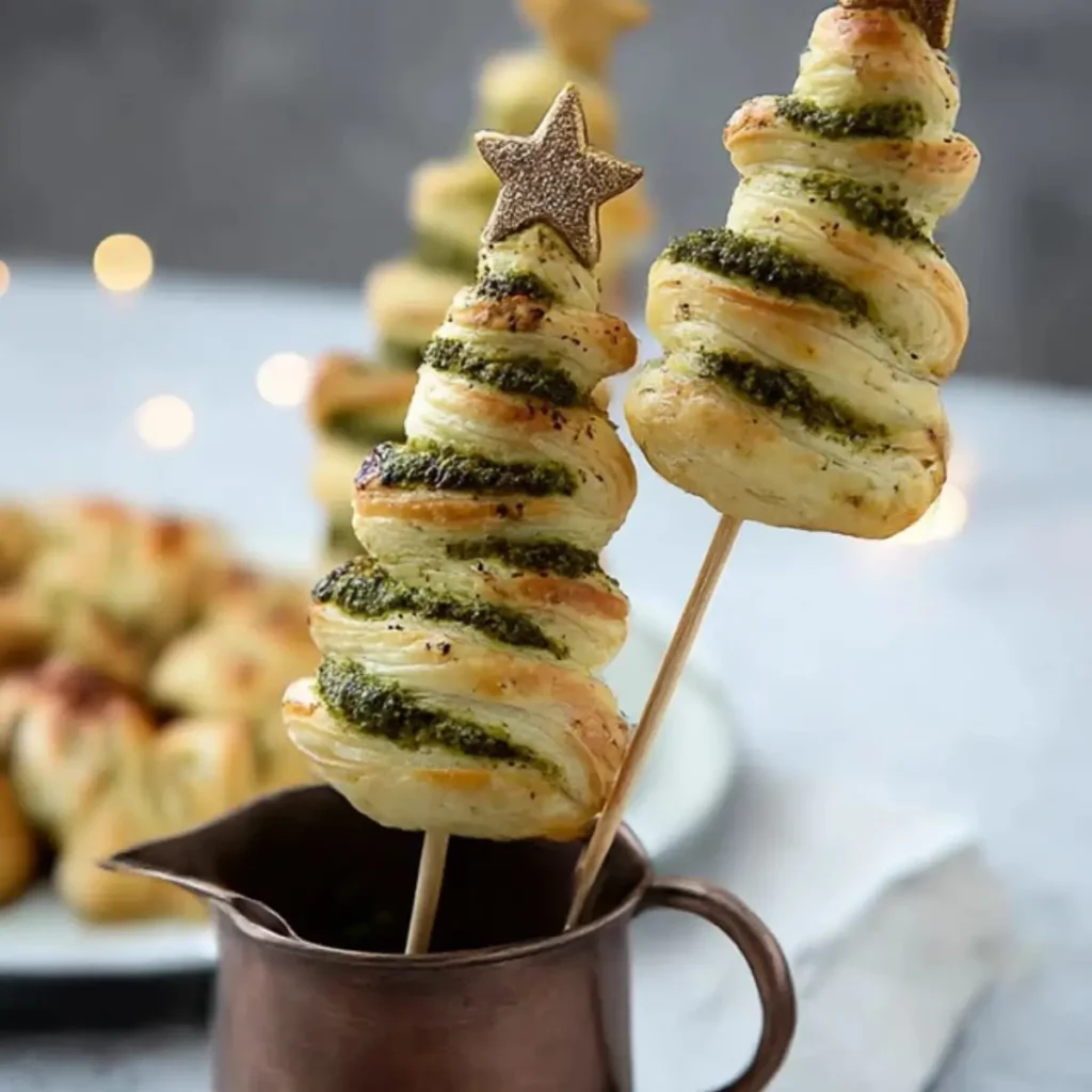 Puff Pastry Pesto Christmas Trees
