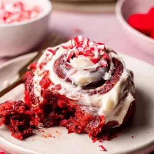 Red Velvet Cinnamon Rolls with Cream Cheese Frosting