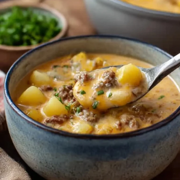 Cheesy Beef and Potato Soup