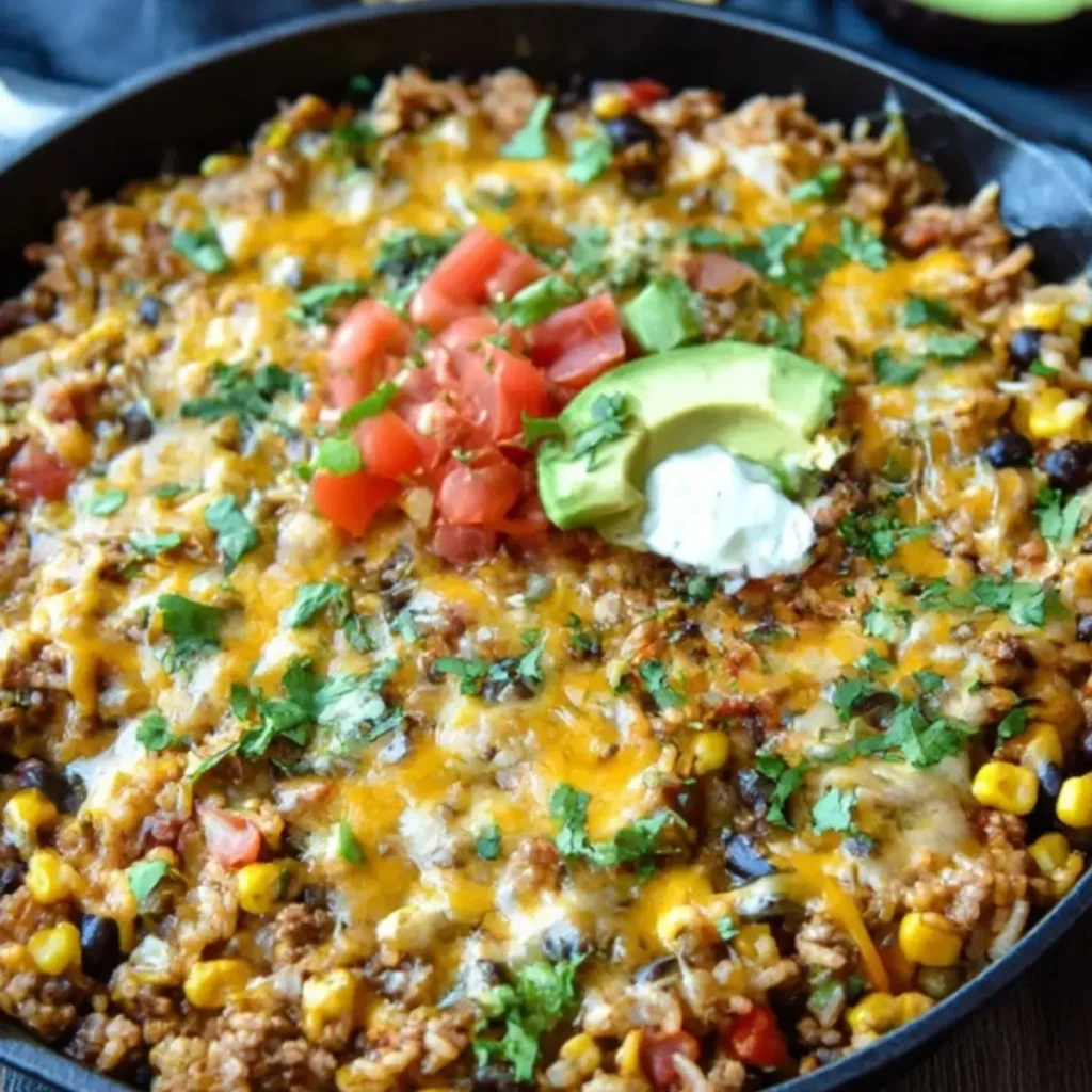 Cheesy Taco Rice Skillet