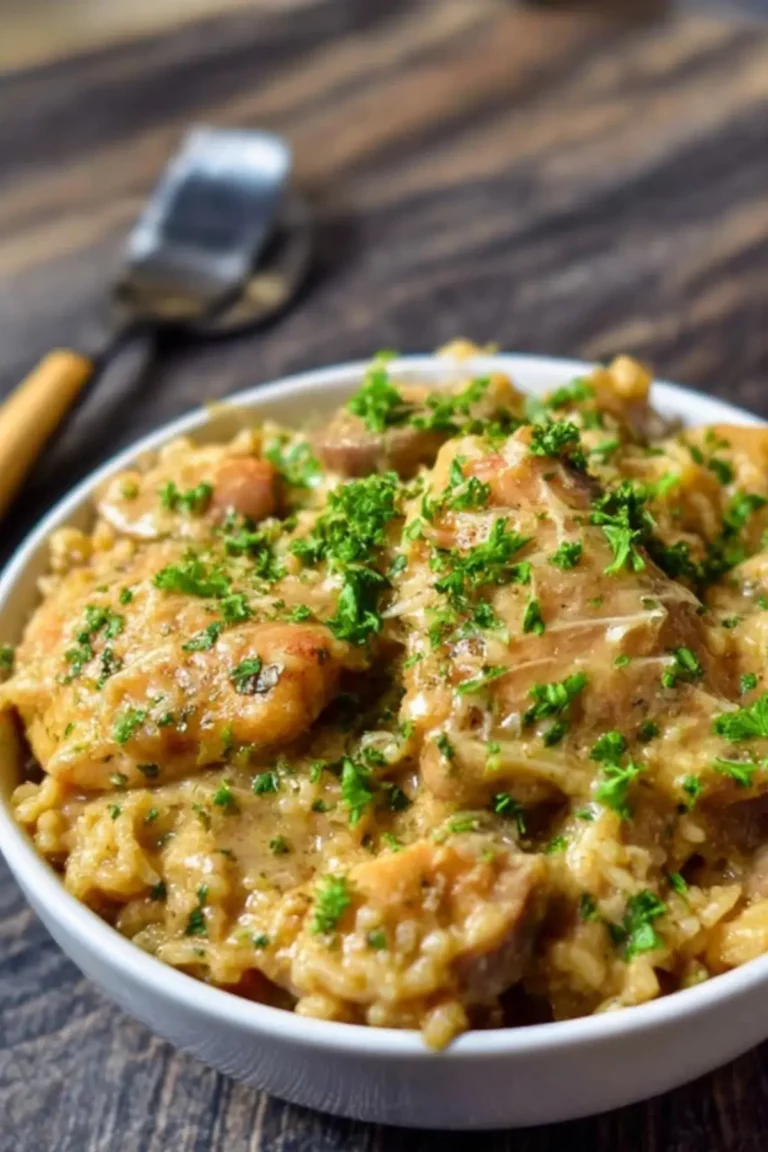 One Pan Smothered Chicken and Rice