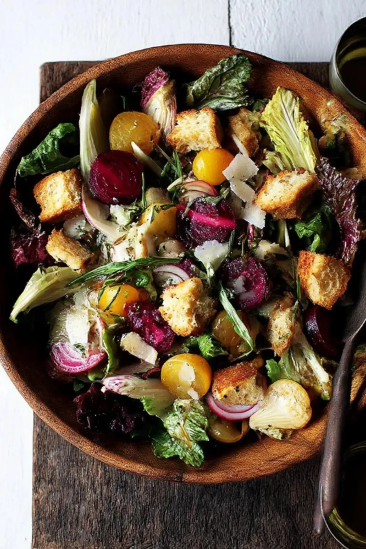 Rustic Winter Salad with Sherry Vinaigrette & Torn Croutons