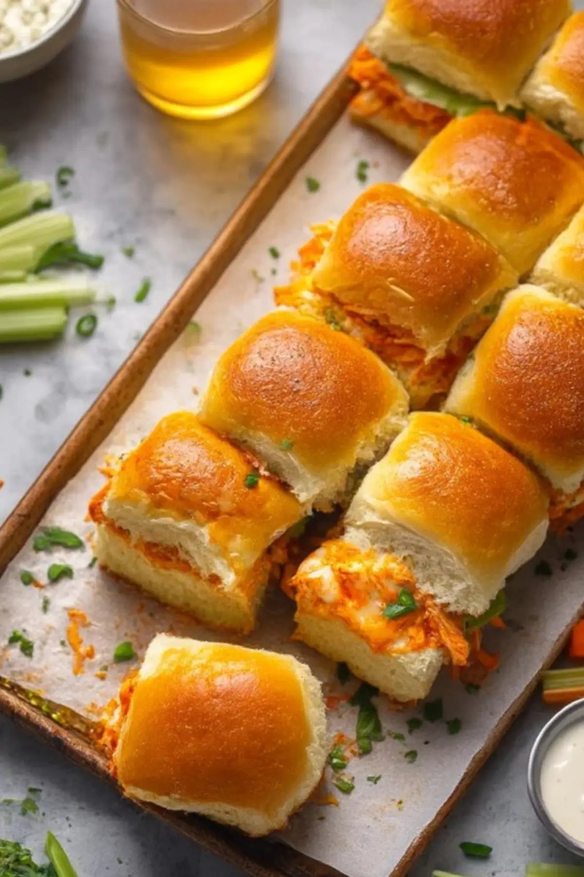 Sheet Pan Buffalo Chicken Sliders