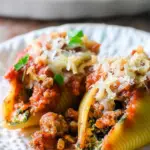Slow Cooker Stuffed Shells with Sausage and Spinach