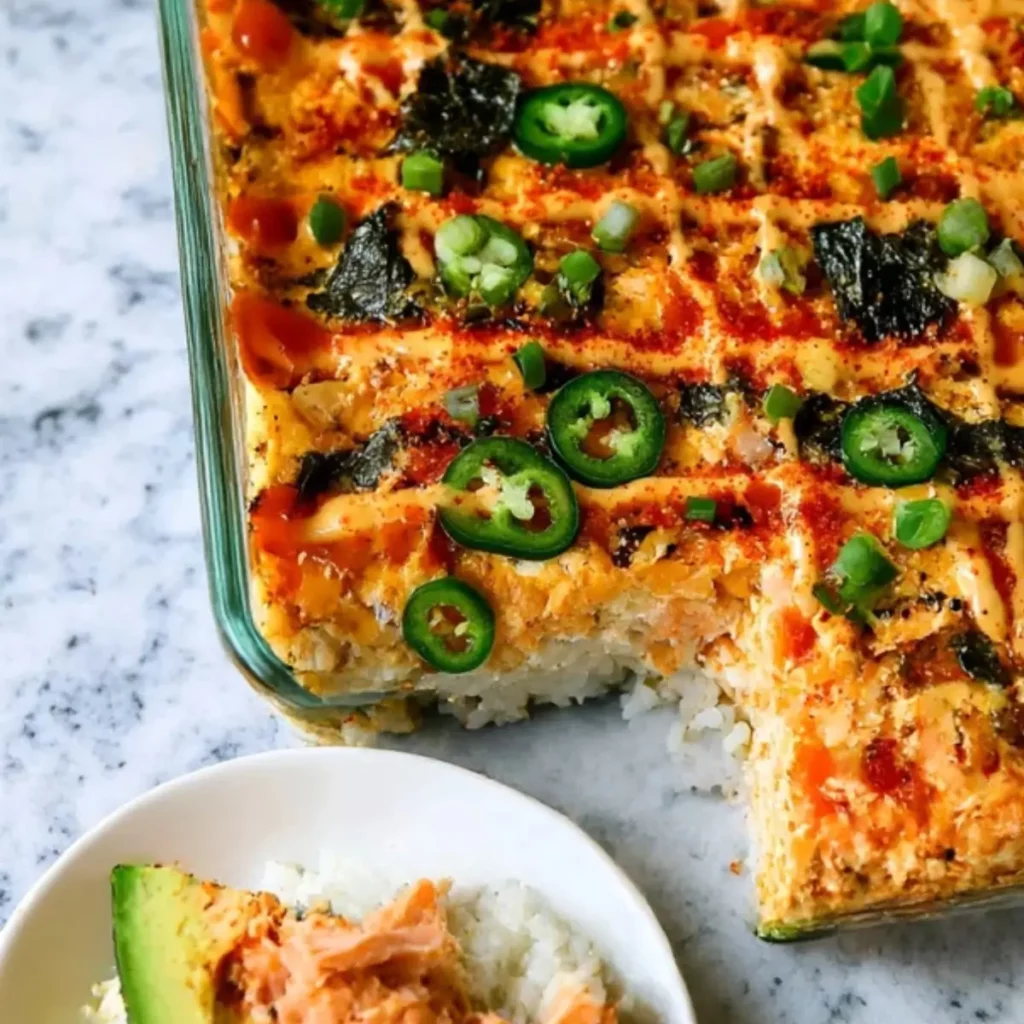 Spicy Salmon Sushi Bake