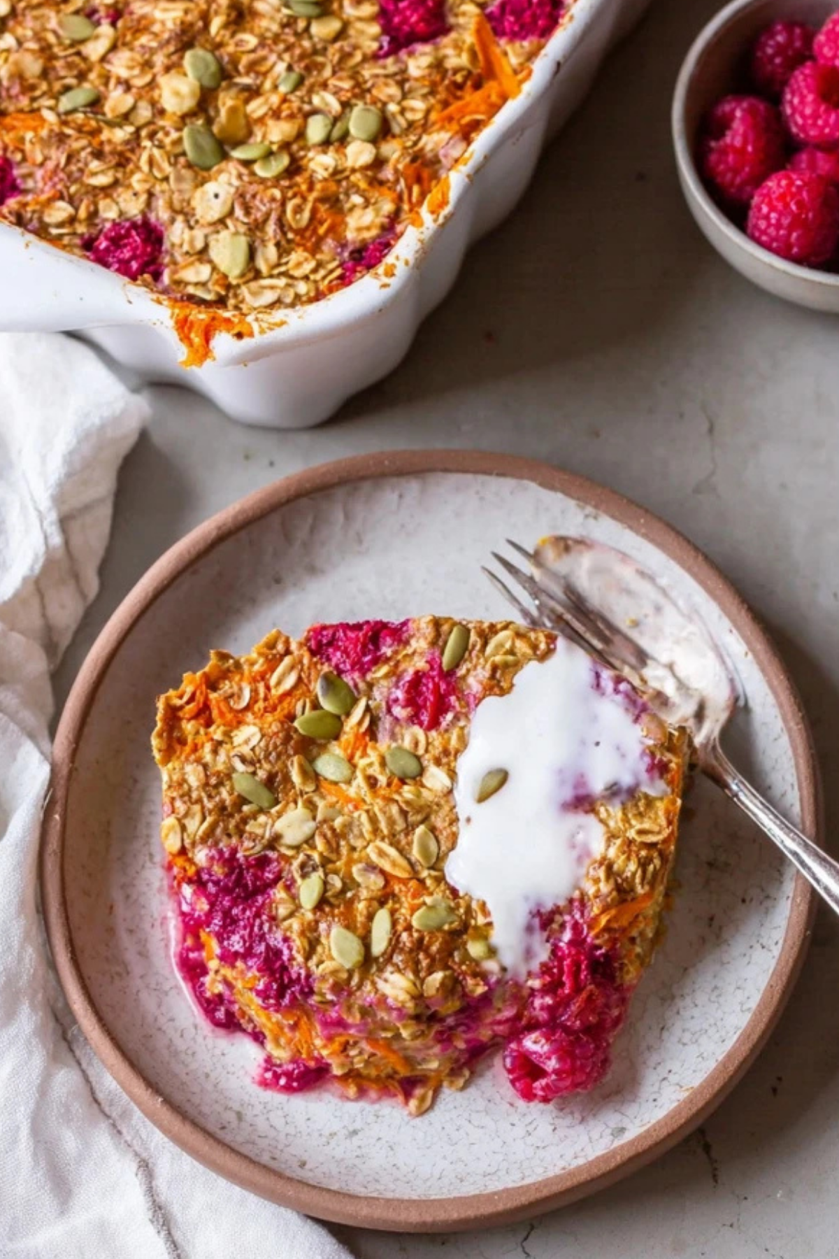 Carrot and Raspberry Baked Oats