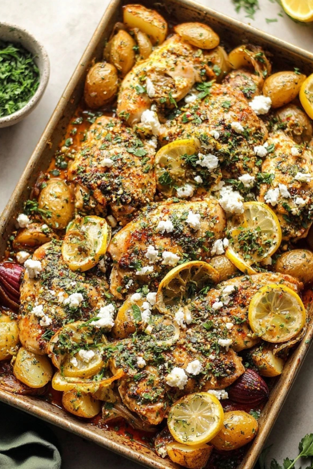 Herby Lemon Garlic Chicken and Potatoes