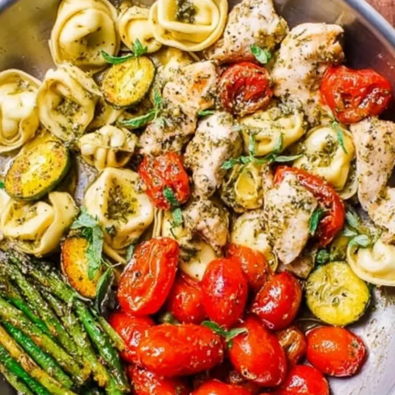 Pesto Chicken Tortellini and Veggies