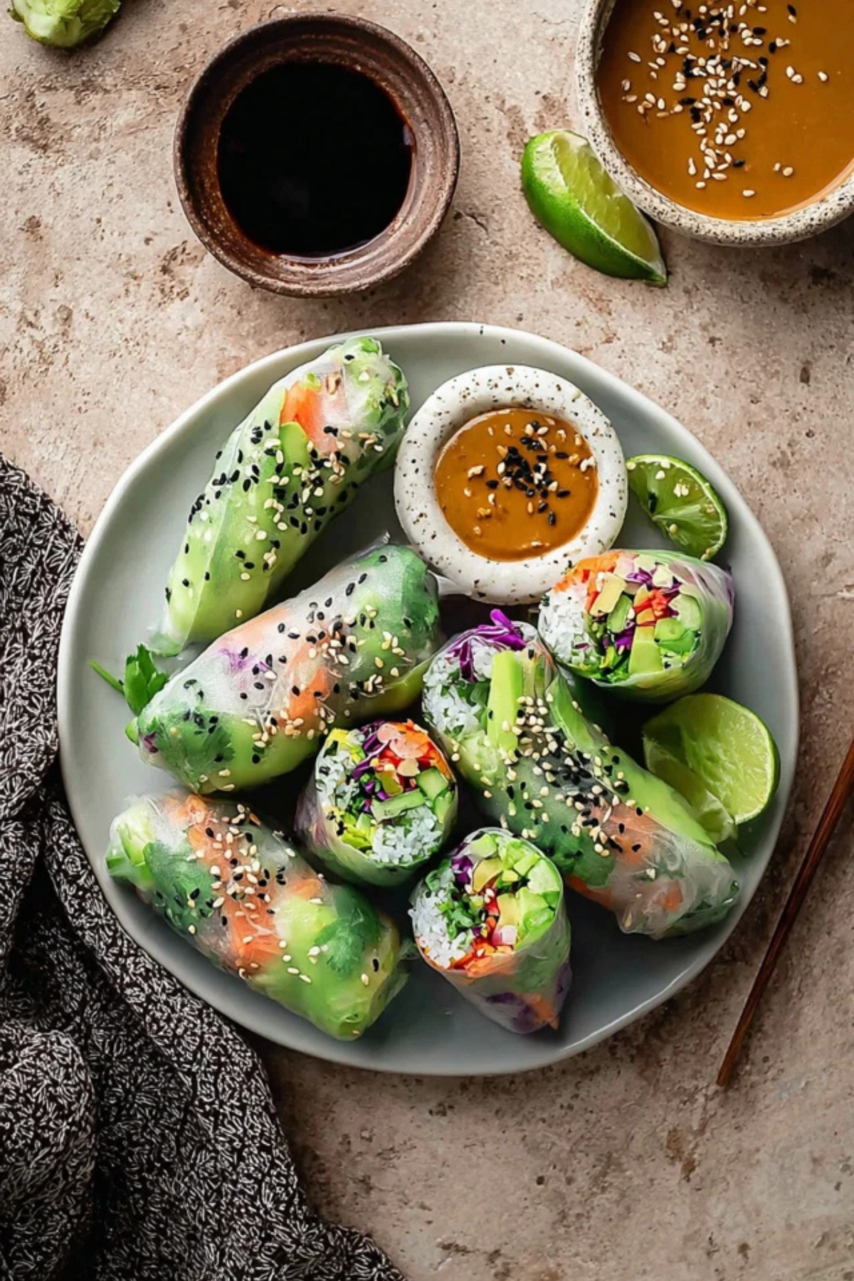 Vegan Rice Paper Rolls with Spicy Peanut Sauce (3)