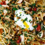 Chicken Spaghetti with Burrata and Lemon Butter Garlic Sauce