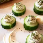 Cucumber Slices With Herb and Garlic Cheese