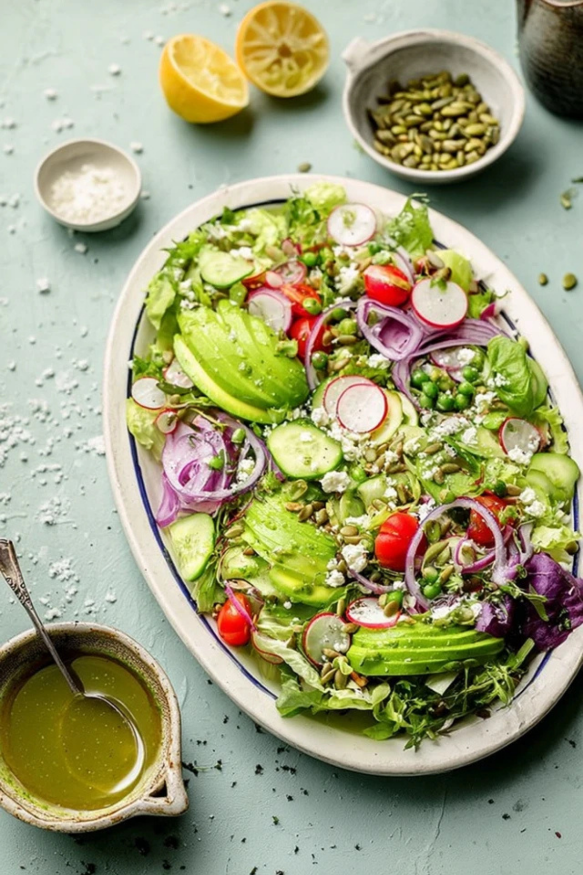 Green Salad with Basil Lemon Vinaigrette