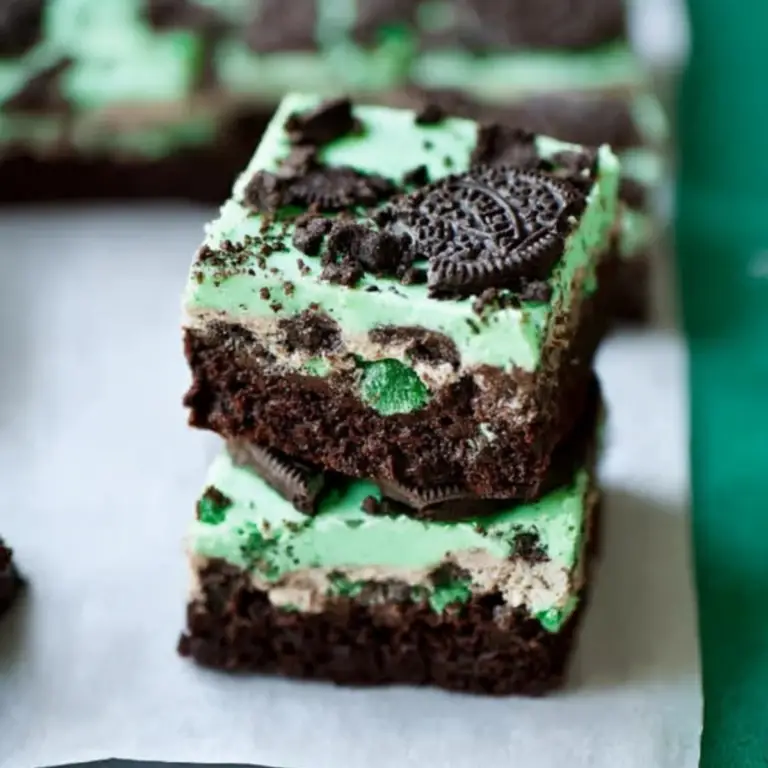 Triple Layer Fudgy Mint Oreo Brownies