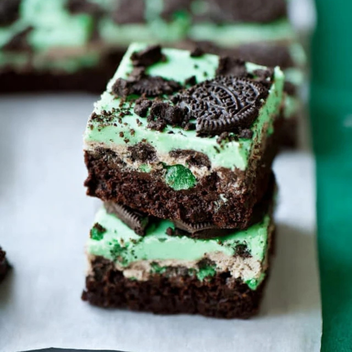 Triple Layer Fudgy Mint Oreo Brownies
