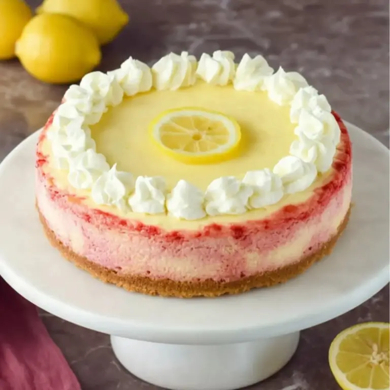 Lemon Cheesecake with Strawberry Crust