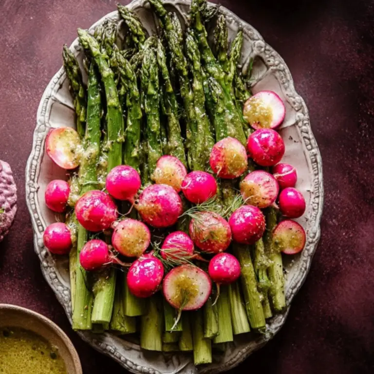 Roasted Asparagus and Radishes with Mustard Vinaigrette