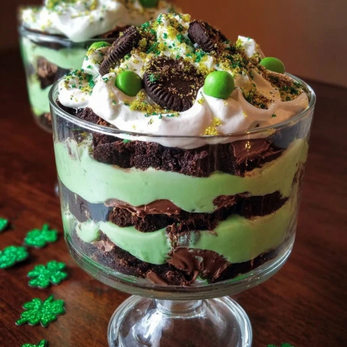 St Patrick’s Day Brownie Trifle