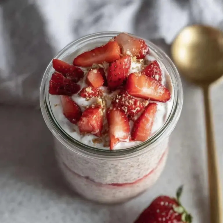 Strawberries and Cream Overnight Oats with Yogurt