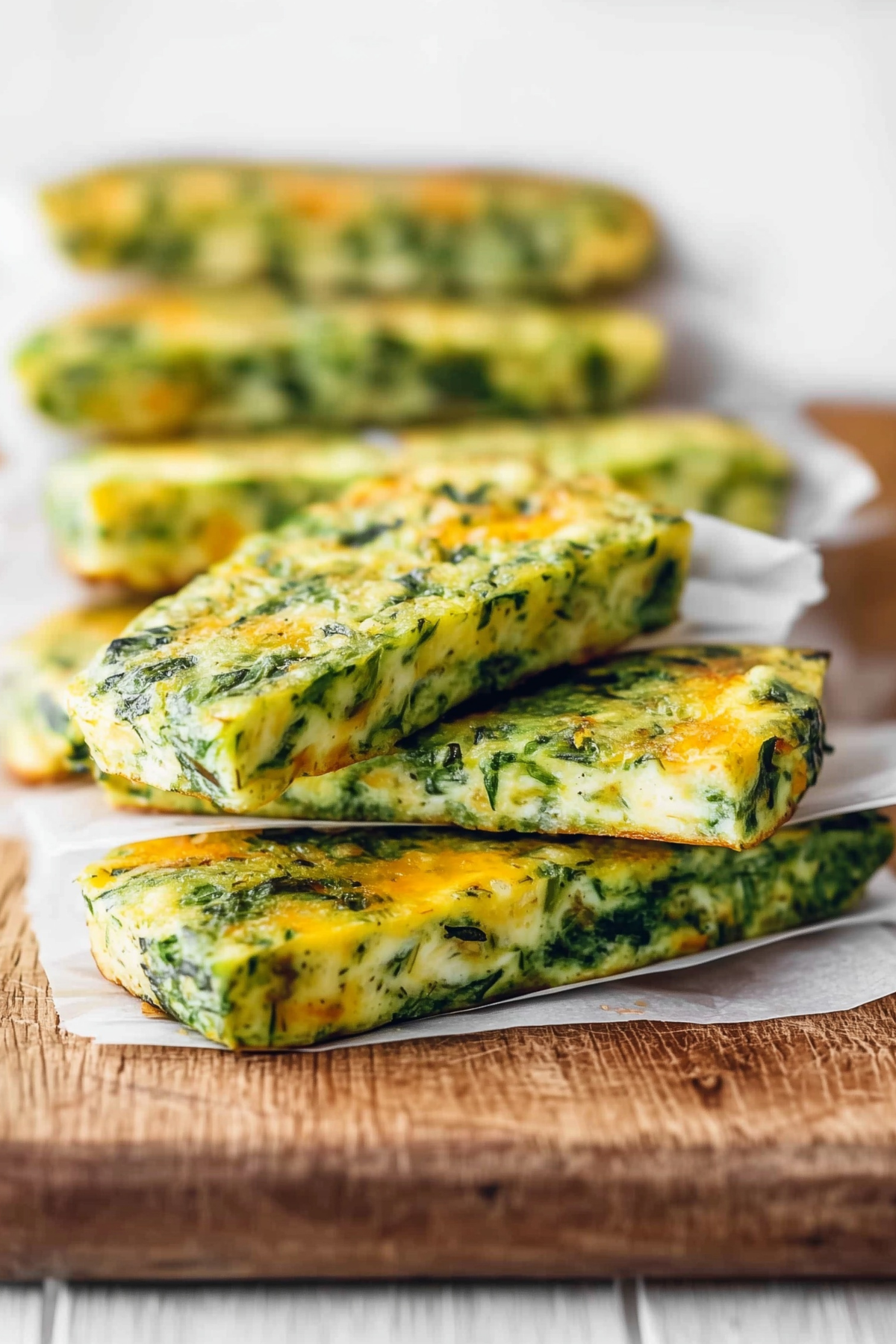 Baked Spinach Zucchini Frittata Fingers served on a plate