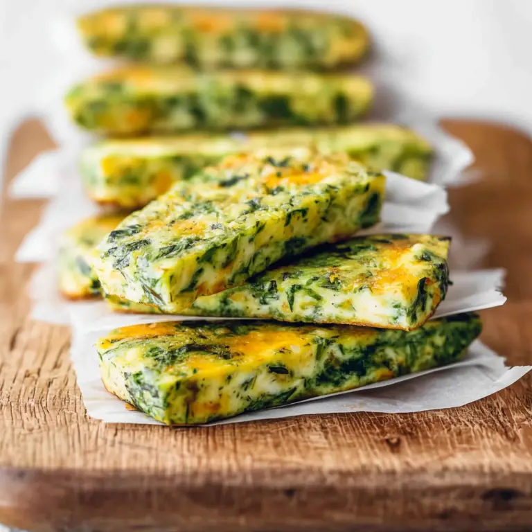 Baked Spinach Zucchini Frittata Fingers served on a plate