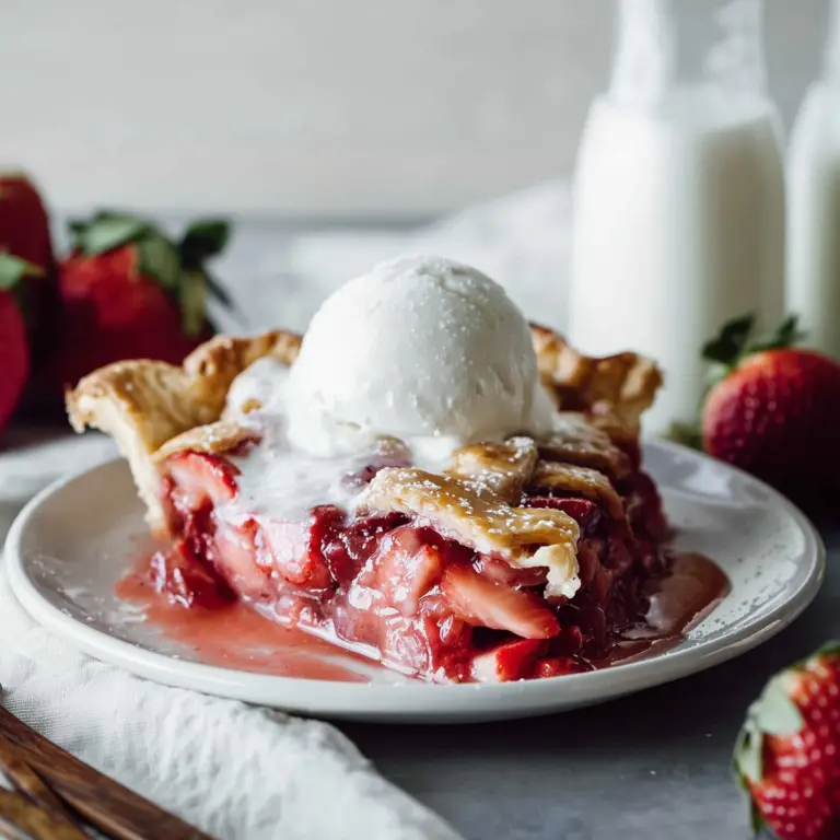 Baked Strawberry Pie fresh from the oven with a golden crust