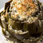 baked stuffed artichokes with breadcrumb stuffing and fresh herbs