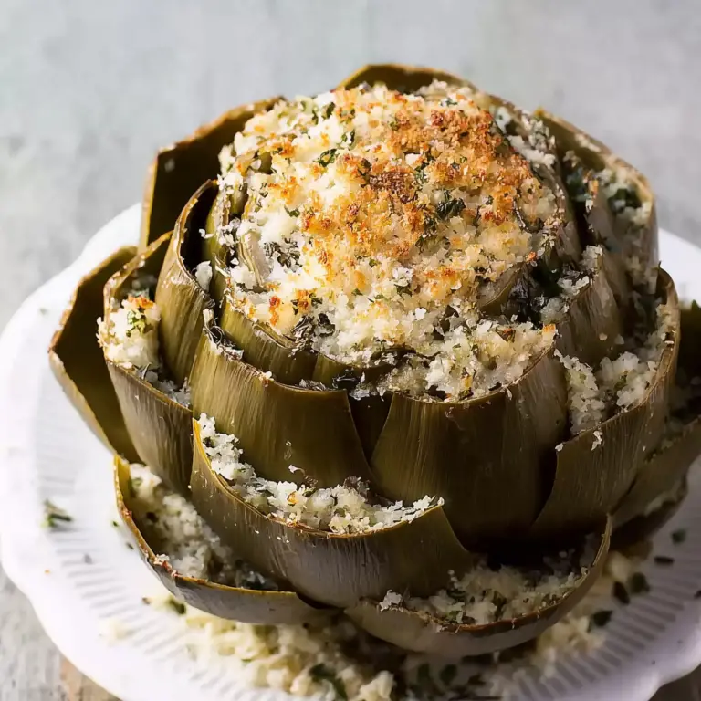 baked stuffed artichokes with breadcrumb stuffing and fresh herbs