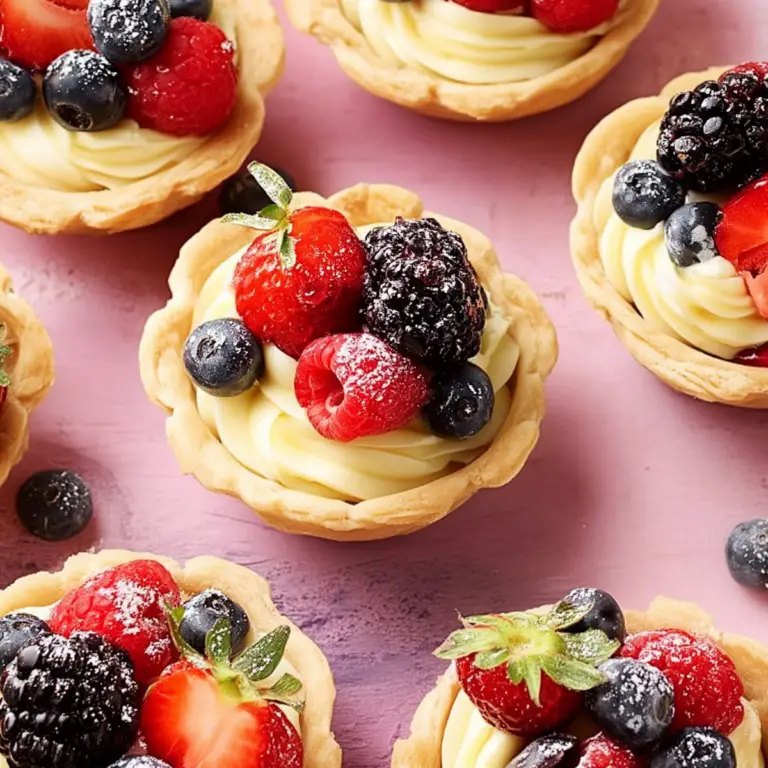 Berry tarts with fresh mixed berries and a creamy filling