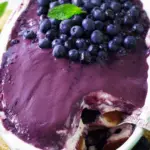 Blueberry Tiramisu layered dessert with mascarpone and fresh blueberries