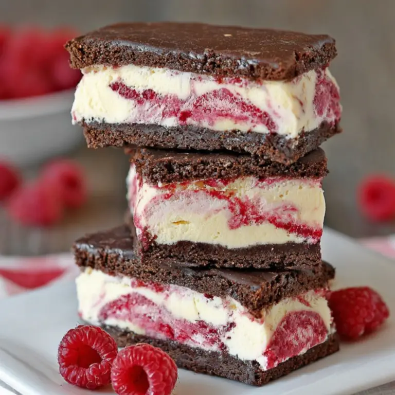 Brownie Raspberry Swirl Ice Cream Sandwiches with chocolate and raspberry swirl