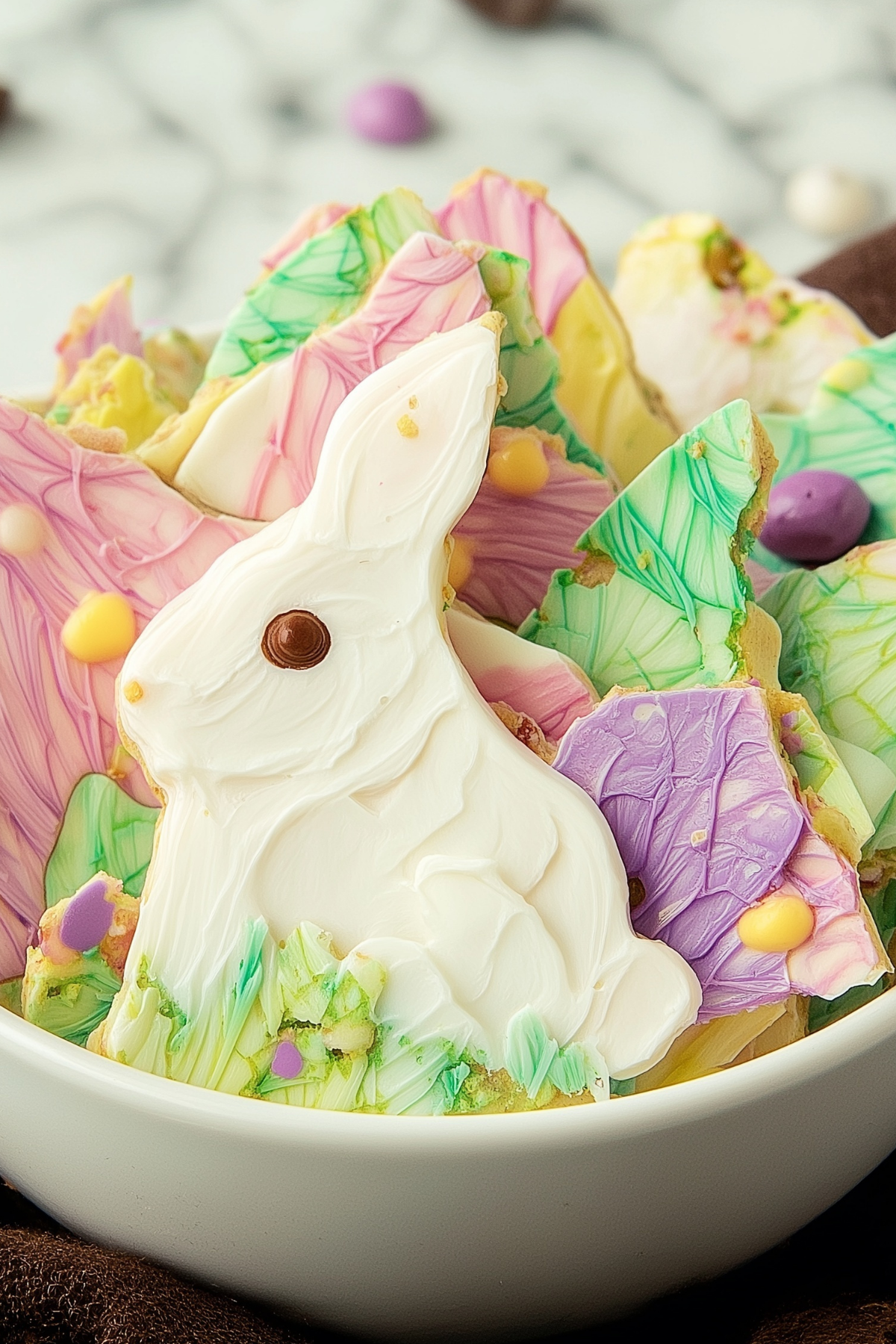 Bunny Bark with colorful swirls and sprinkles