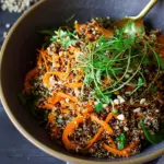 Carrot Quinoa Salad – Healthy vegan dish with quinoa, carrots, and almonds