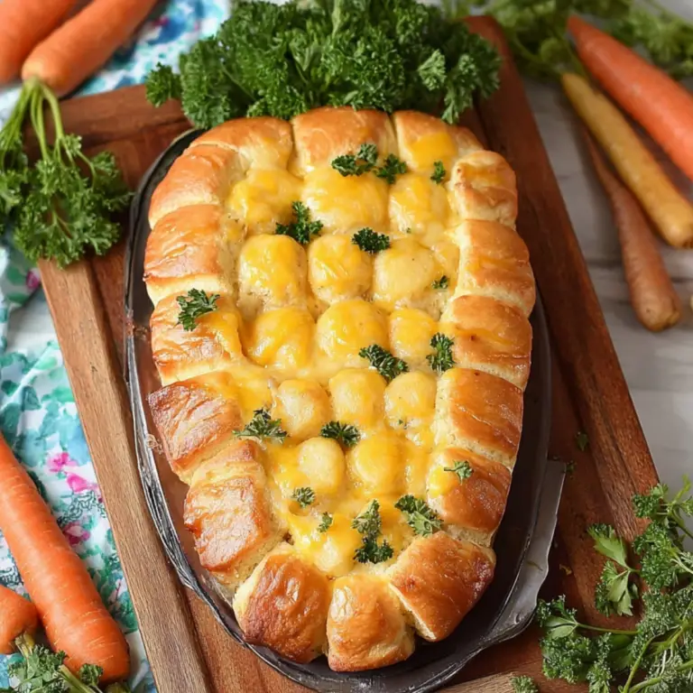 Carrot Shaped Pull Apart Bread baked golden and served warm