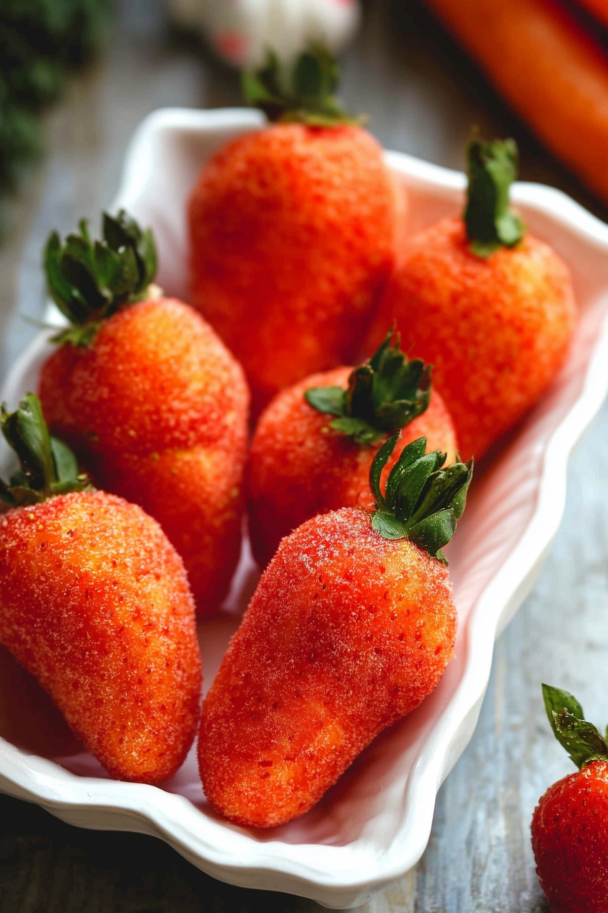 Carrot strawberries recipe shaped like real strawberries