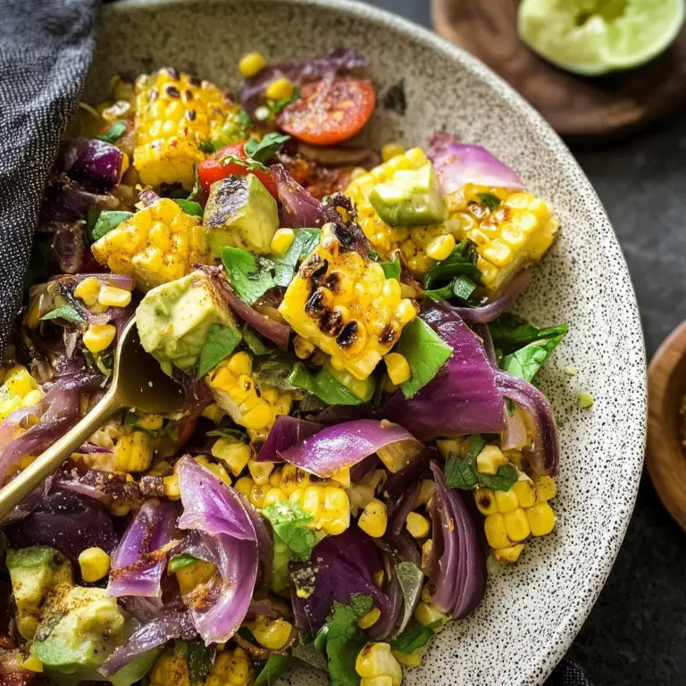 Charred Corn Avocado Salad with Roasted Red Onions – A Healthy Dish