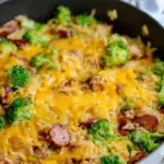 Cheesy Kielbasa Rice and Broccoli Skillet – One-Pan Dinner