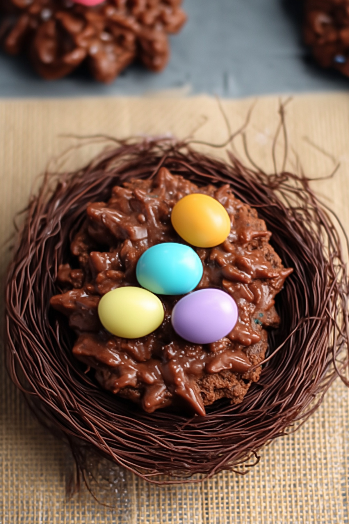 Chocolate Easter Bird’s Nest Cookies