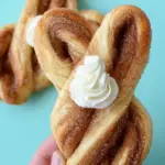 Cinnamon sugar Easter bunny twists on a plate, perfect for Easter celebrations