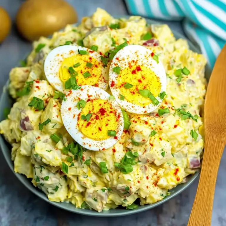 "Deviled Egg Potato Salad in a bowl