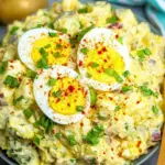 "Deviled Egg Potato Salad in a bowl